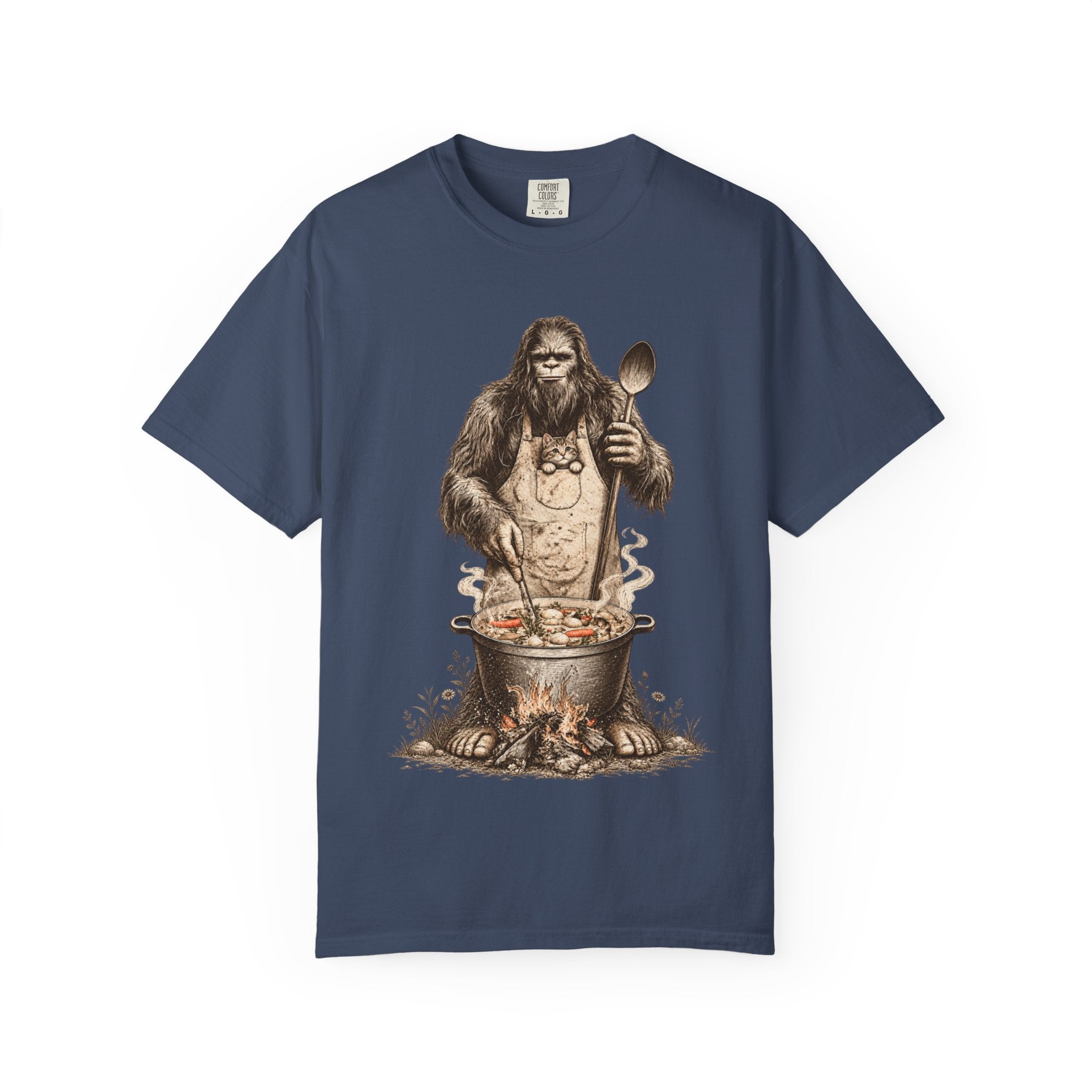 Bigfoot Soup Season T-Shirt – Campfire Cooking & Cat Graphic Tee