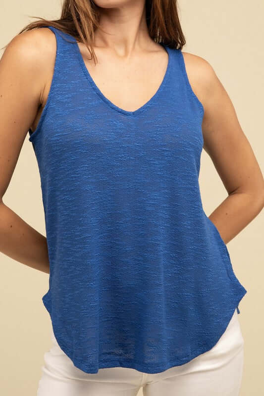 Solid V Neck Sleeveless Cami Tank Top, ZENANA, $ 19.95