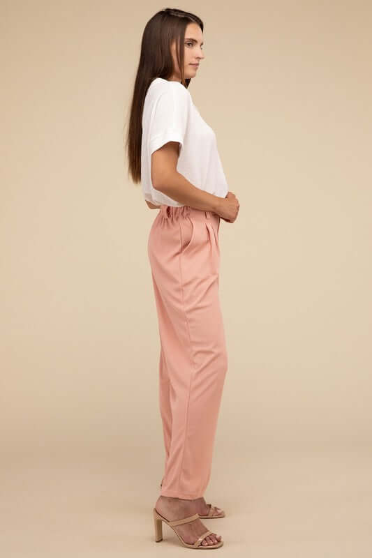 Waffle Elastic Waistband Trouser Pants, Lilou, A Moment Of Now