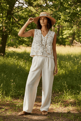Off White Button-Down Cropped Crochet Vest with Scalloped Edge | POL, Vests, $ 50.00, A Moment Of Now™