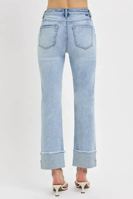 RISEN High Rise Straight Cuffed Relaxed Jeans, , $ 65.00, A Moment Of Now™