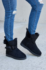 Black Plush Thermal Flat Short Boots