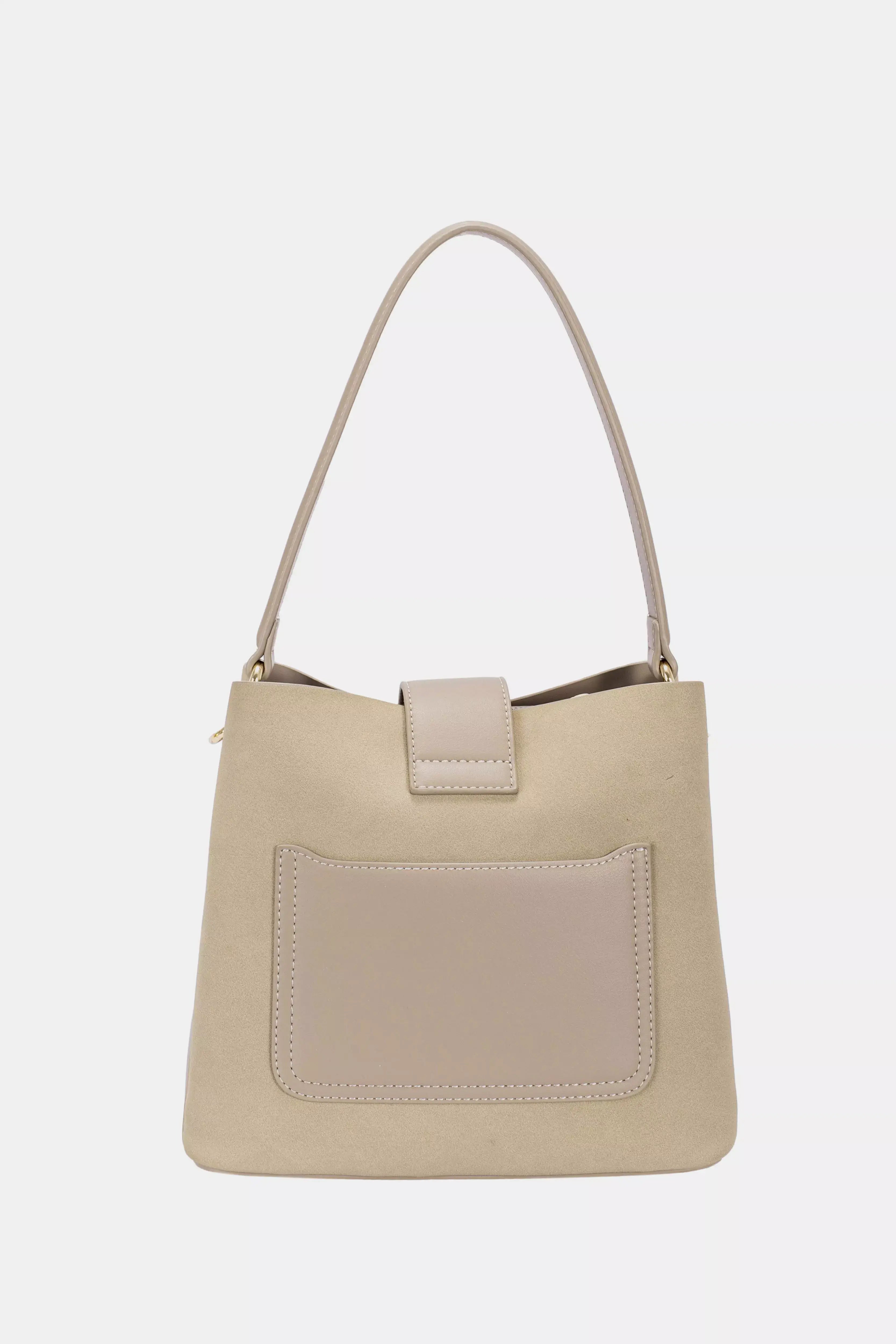 David Jones Leather Trim Shoulder Bag in Taupe, Shoulder Bags, $ 49.00, A Moment Of Now™