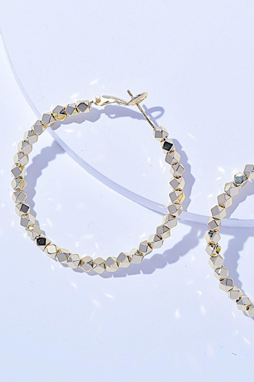 Elegant Black Gold Alloy Hoop Earrings - Chic Accessory, Earrings, $ 19.00, A Moment Of Now™