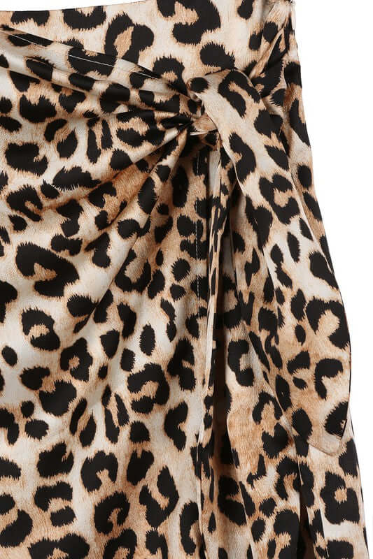 Brown Satin Leopard Tie Skirt, Lilou, A Moment Of Now