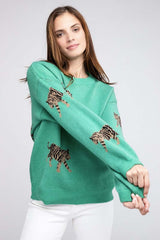 Tiger Pattern Relaxed Sweater