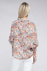 Floral Print Mock Neck Raglan Sleeve Blouse, Nuvi Apparel, $ 41.95