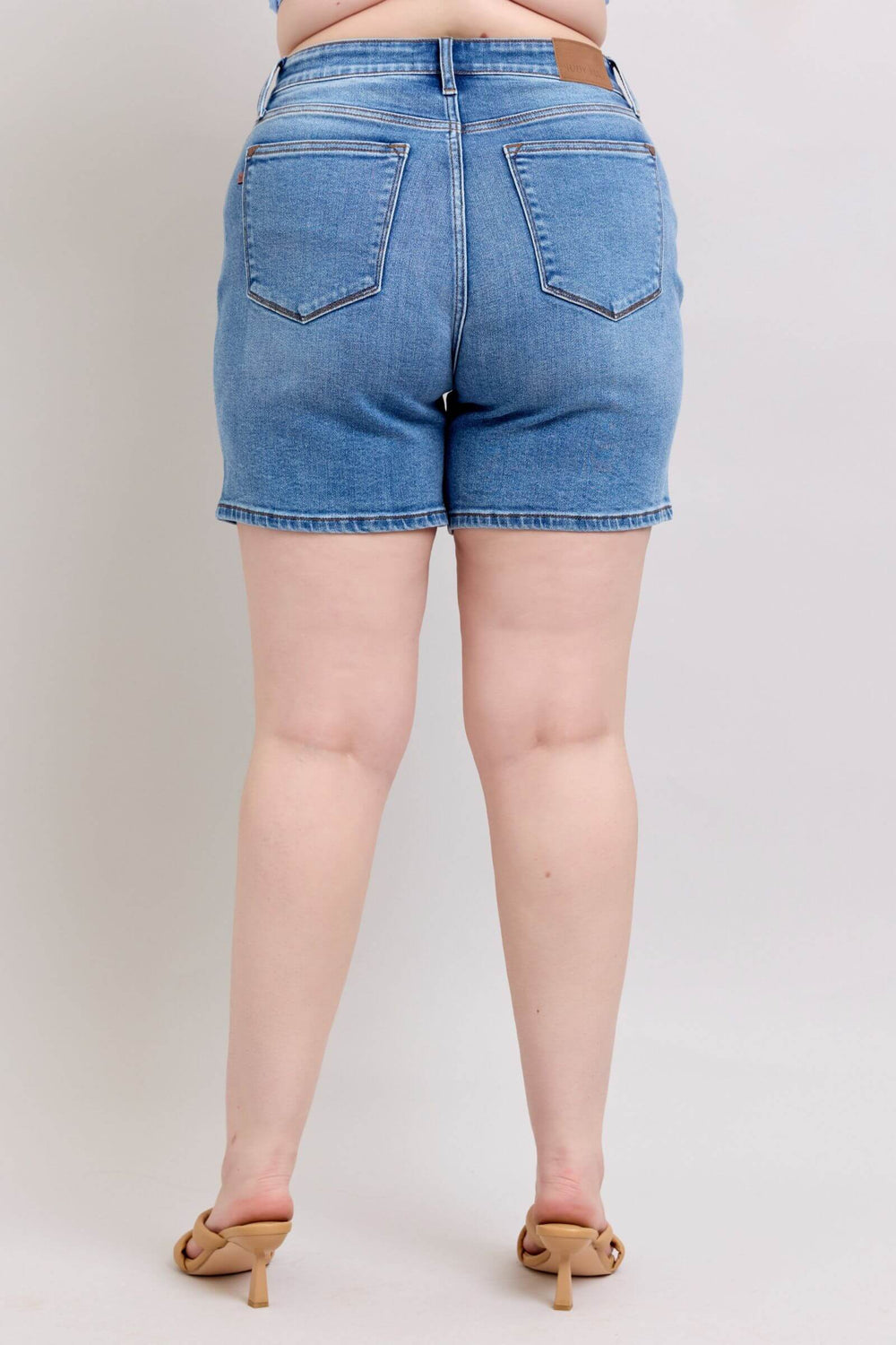 Judy Blue Medium Blue Double Button Denim Shorts | Plus Size, Shorts, $ 59.00, A Moment Of Now™