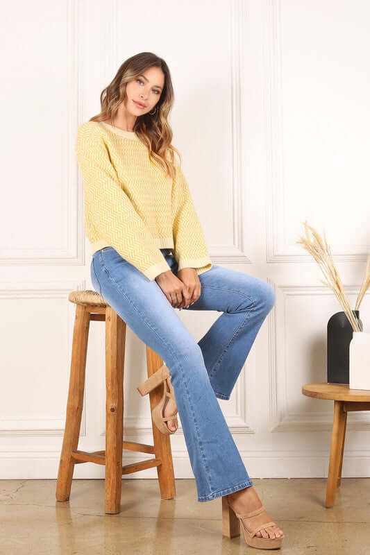 Blue Denim Stretchy Flare Jeans, Lilou, A Moment Of Now