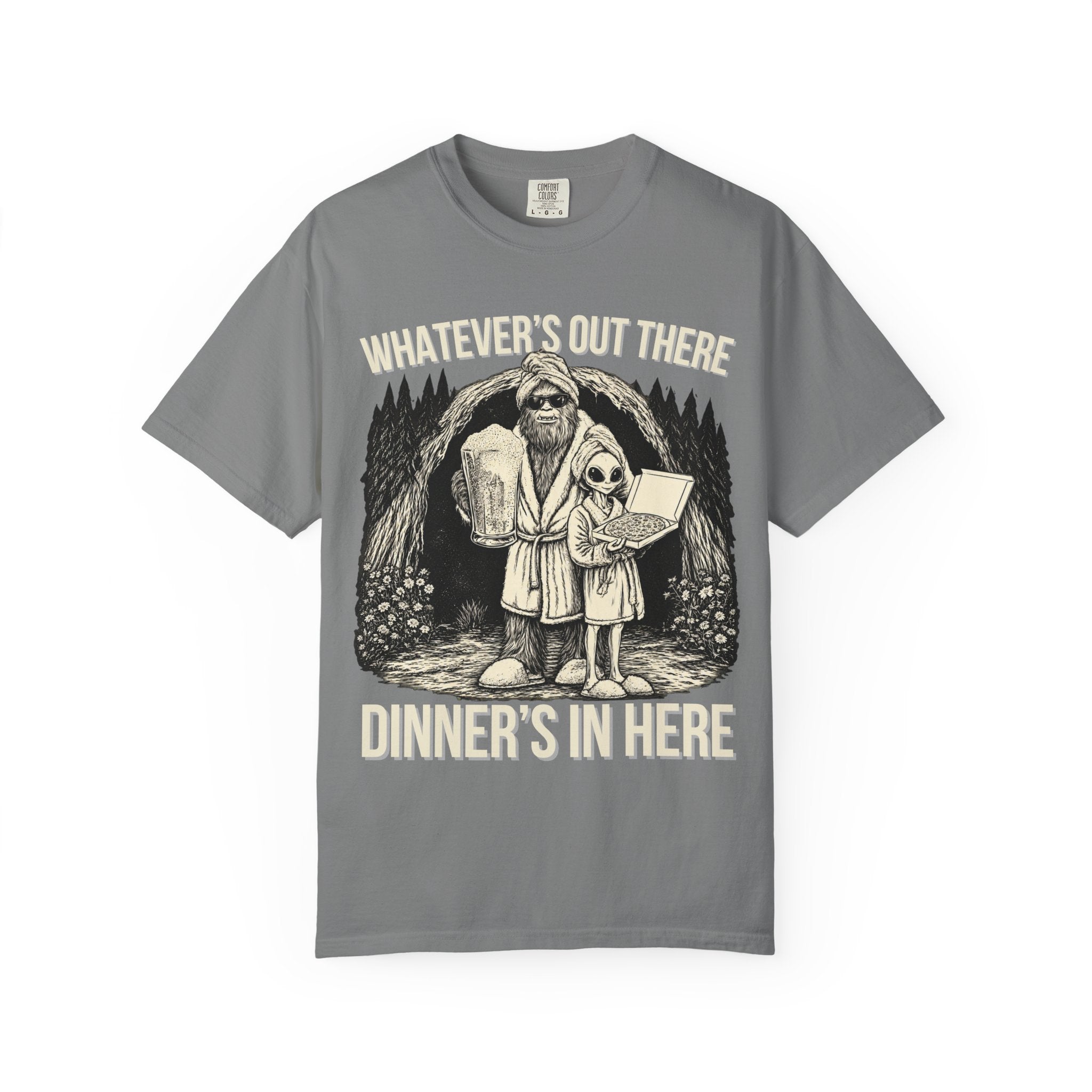 Bigfoot & Alien Pizza Night T-Shirt – Dinner's In Here