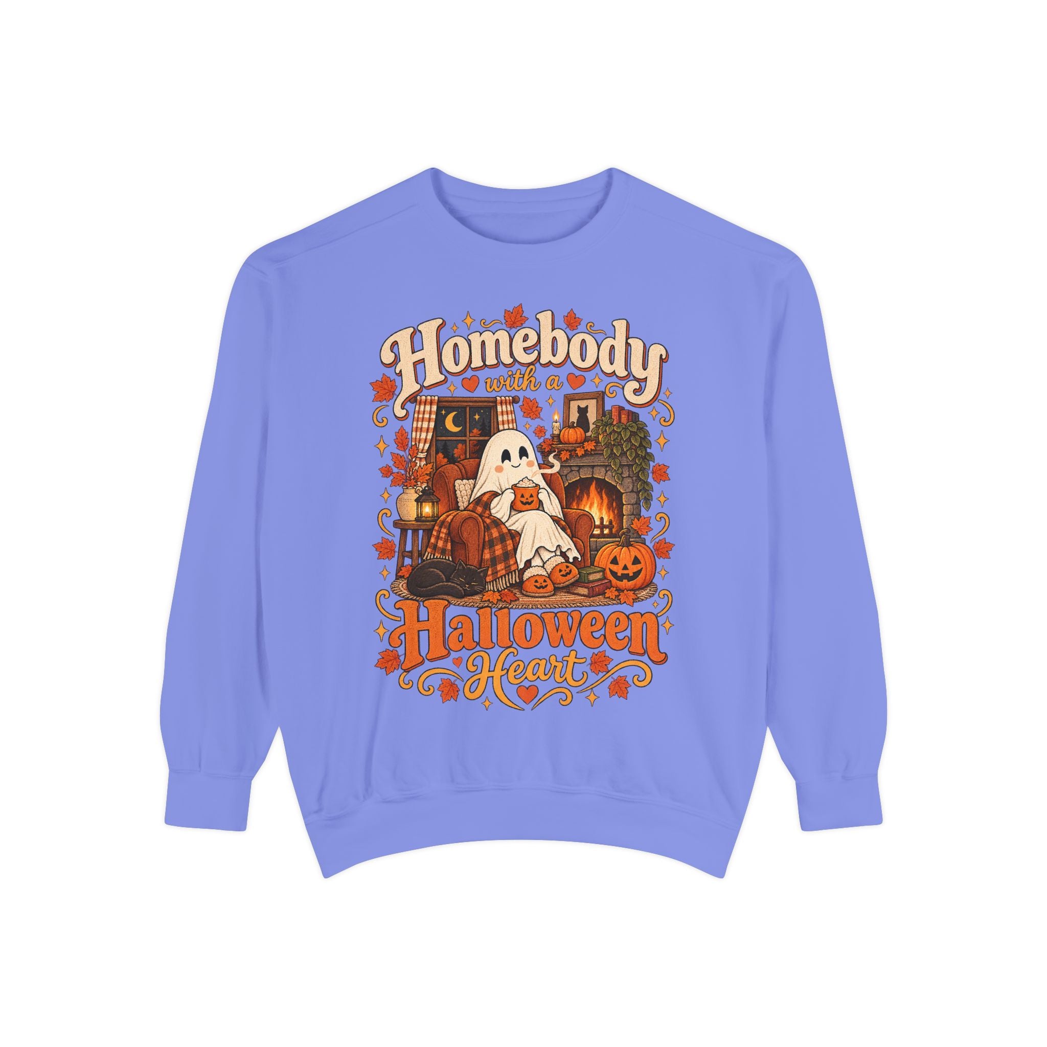 Homebody Halloween sweatshirt with ghost and pumpkin graphic product photo 24