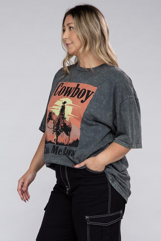Shop Women's Plus Size Western Cowboy Take Me Away Graphic Top T-shirt Tee, T-shirts, USA Boutique