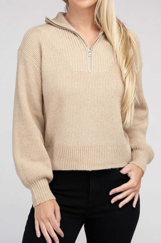 Shop Women's Easy-Wear Half-Zip Pullover Sweater | Shop Boutique Clothing, Sweaters, USA Boutique