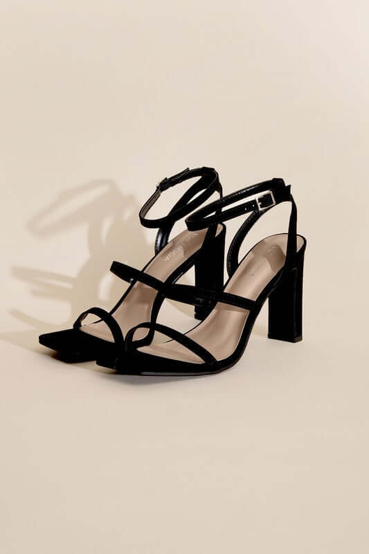 Black DEVIN-8 Ankle Strap Heels Sandals, Top Guy Footwear, $ 45.00