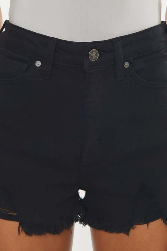 Black High Rise Black Denim Shorts, Kan Can USA, A Moment Of Now