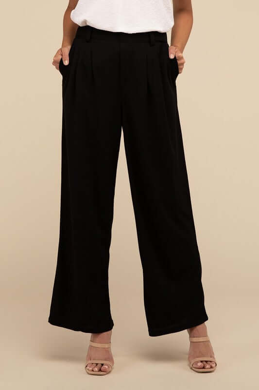 Waffle Elastic Waistband Trouser Pants, Lilou, $ 26.95