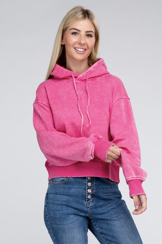 Acid Wash Fleece Hoodie, ZENANA, A Moment Of Now