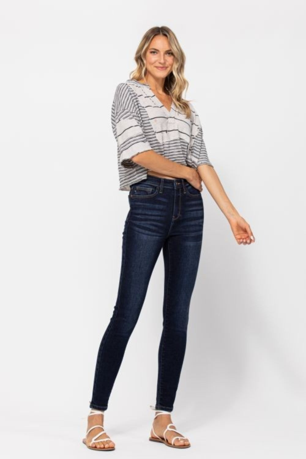 Judy Blue Dark Blue High Waist Handsand Skinny Jeans