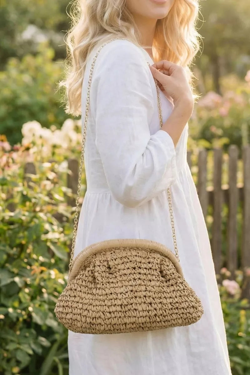 Woven Raffia Frame Shoulder Bag | Boutique In USA, Shoulder Bags, $ 53.00, A Moment Of Now™