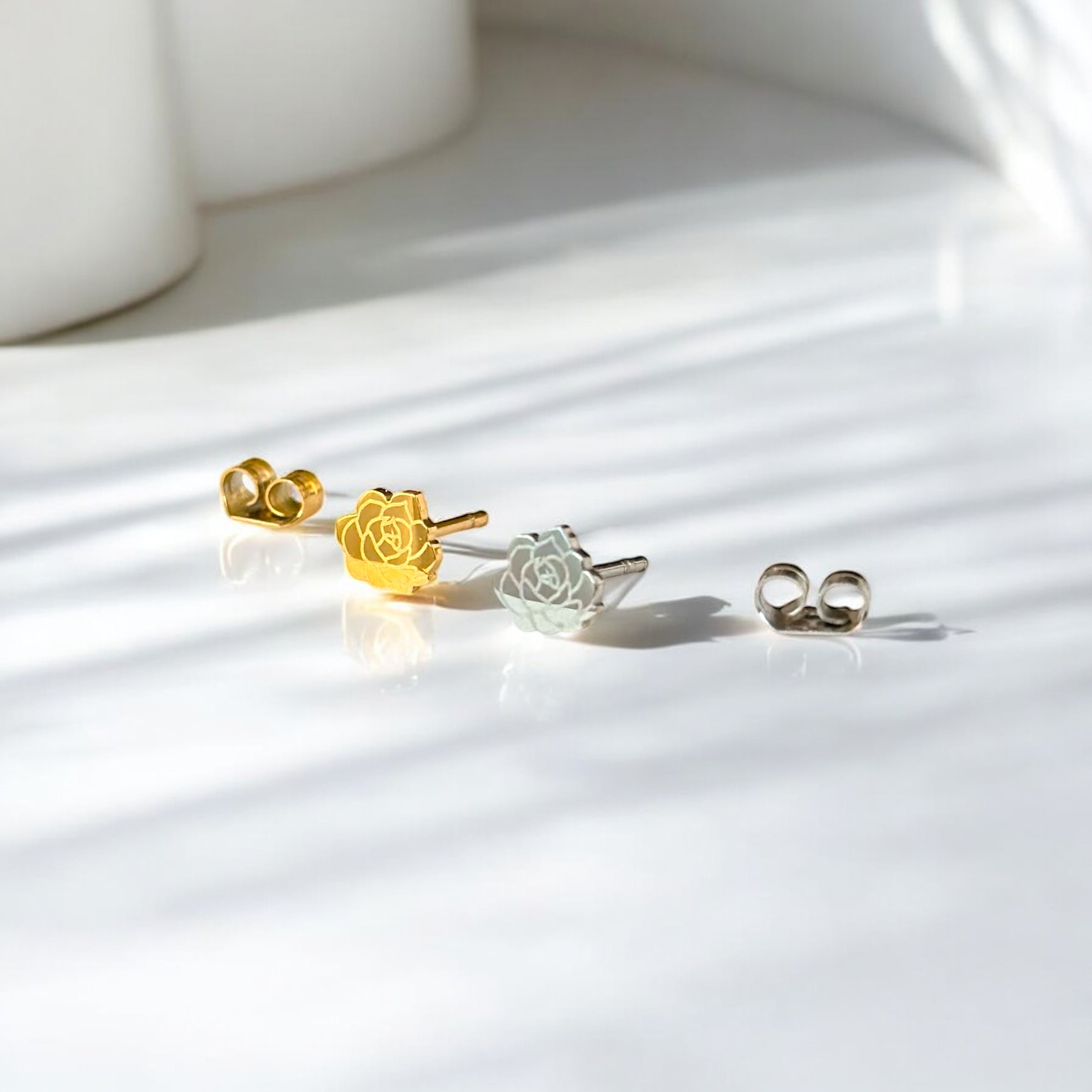 Succulent Terrarium Metal Stud Earrings - Hypoallergenic Plant Studs