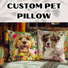 Custom Watercolor Pet Cat Dog Decorative Throw Pillow Accent Cushion