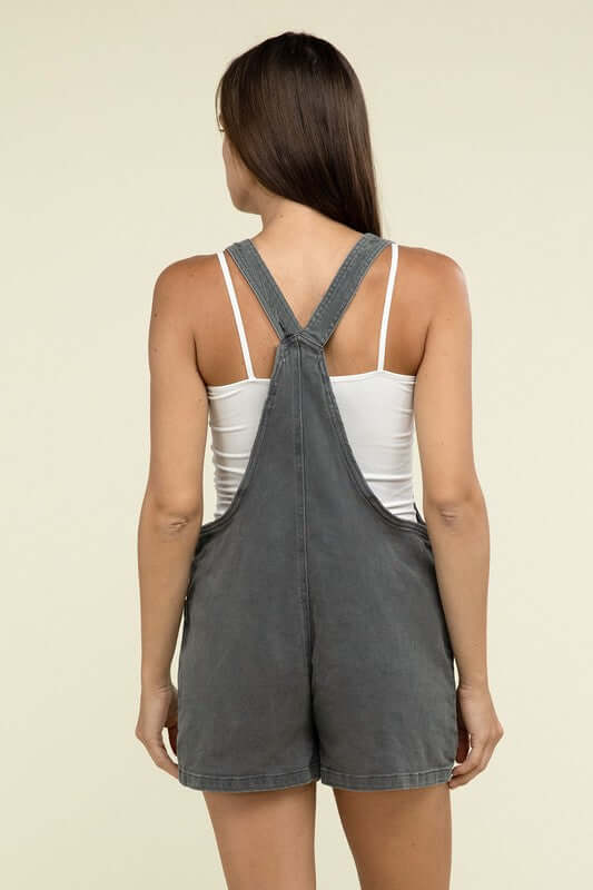 Washed Knot Strap Romper, ZENANA, $ 55.00