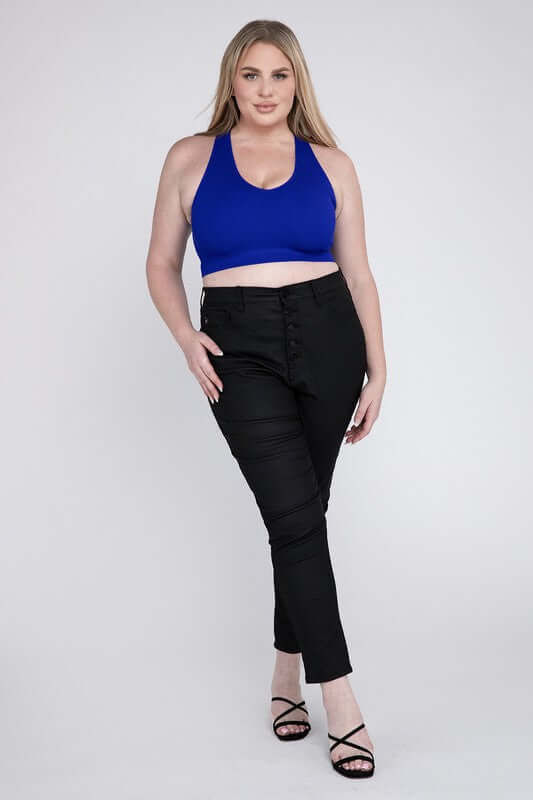 Plus Ribbed Cropped Racerback Tank Top, ZENANA, $ 19.00