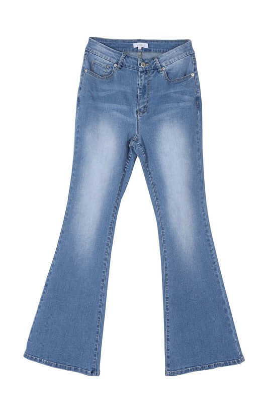 Blue Denim Stretchy Flare Jeans, Lilou, $ 41.95