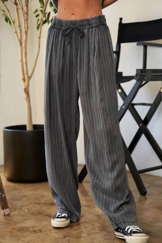 Gray Stripe Button Down Shirt and Long Pants Set, Davi & Dani, A Moment Of Now