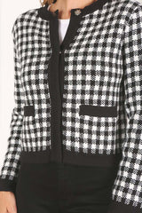 Black Check Knitted Jacket