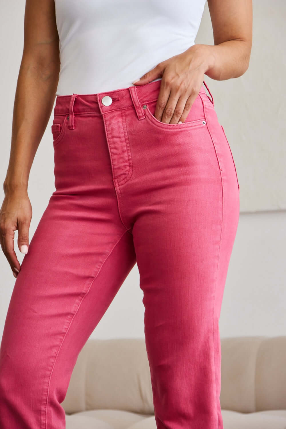 Sunkissed Pink Crop Dylan Tummy Control Jeans, Jeans, $ 59.00, A Moment Of Now™