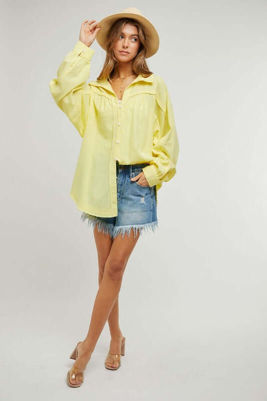 Button Down Relaxed Fit Shirt, Davi & Dani, $ 65.00