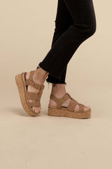 AMENDA-S Nude Brown Platform Sandals Wedges, Fortune Dynamic, $ 35.95