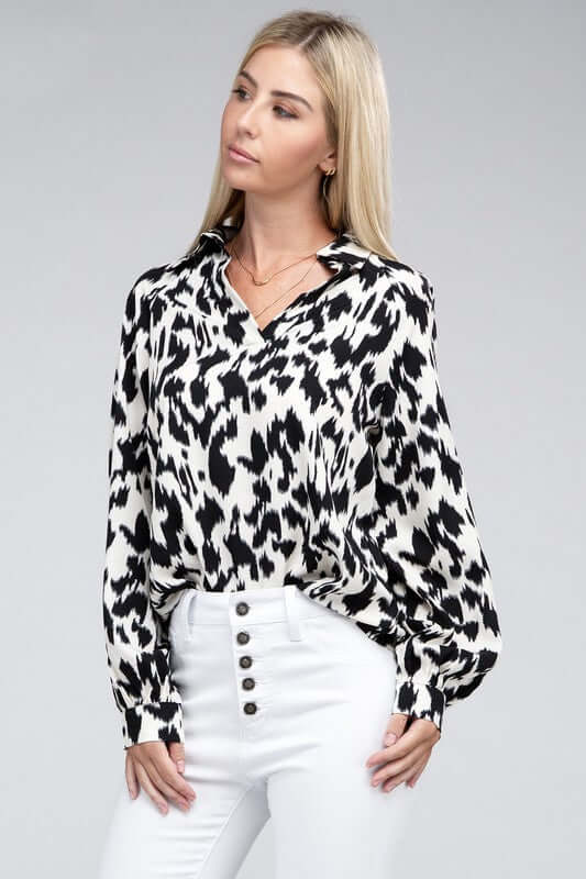 Allover Animal Print Collared Shirt, Nuvi Apparel, $ 35.95