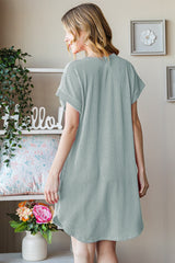 Plus Size Ribbed Round Neck Short Sleeve Casual Tee Dress