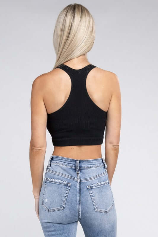 Shop Women's Ribbed Cropped Racerback Tank Top | Shop Boutique Clothing, Tank Tops, USA Boutique