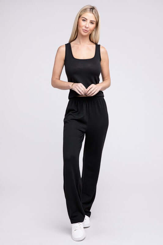 Shop Black Solid Tank Top, Pants & Cardigan Set For Women | Shop Boutique, Outfit Sets, USA Boutique