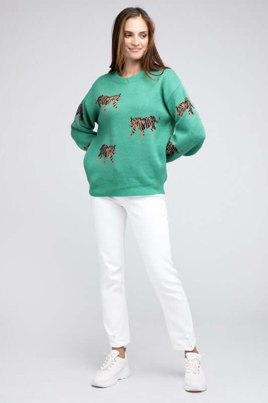 Tiger Pattern Relaxed Sweater