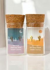 Desert Cactus Metal Stud Earrings - Hypoallergenic Mini Plant Studs