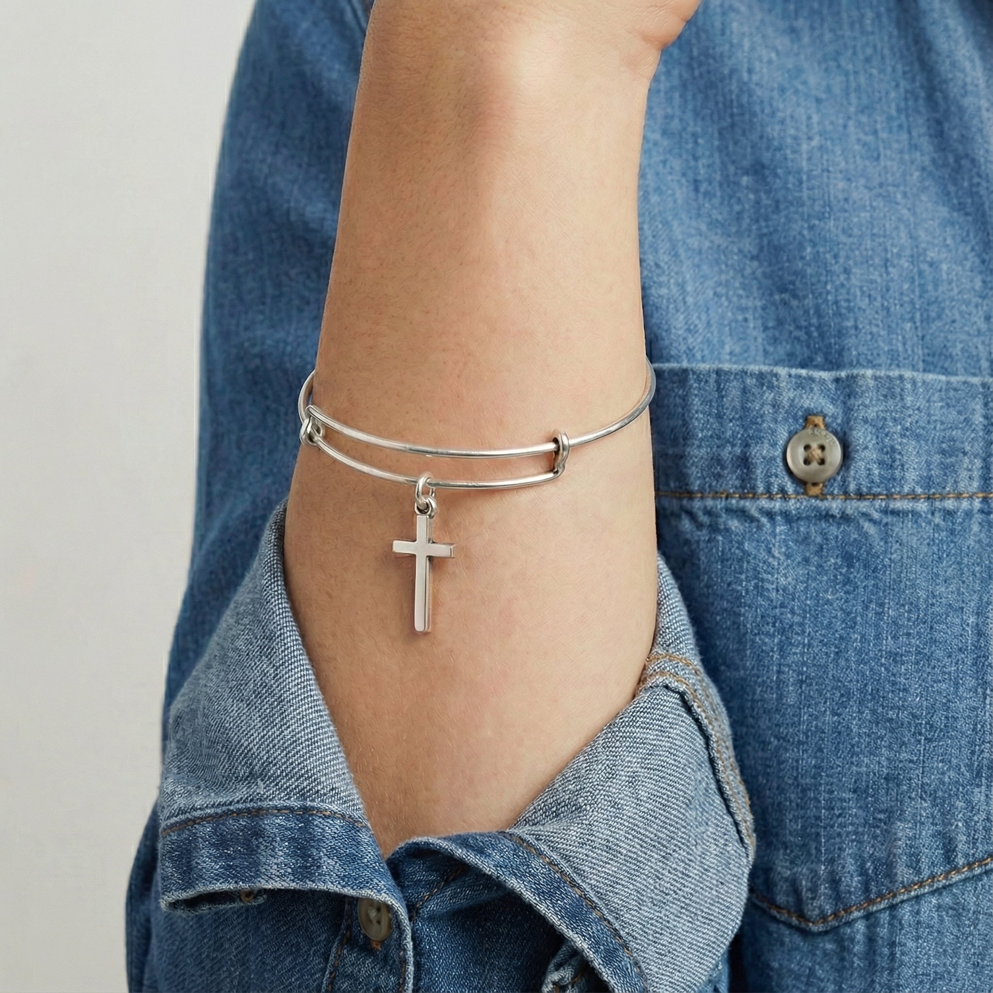 Cross Charm Bangle, Bracelets, $ 28.00, A Moment Of Now™