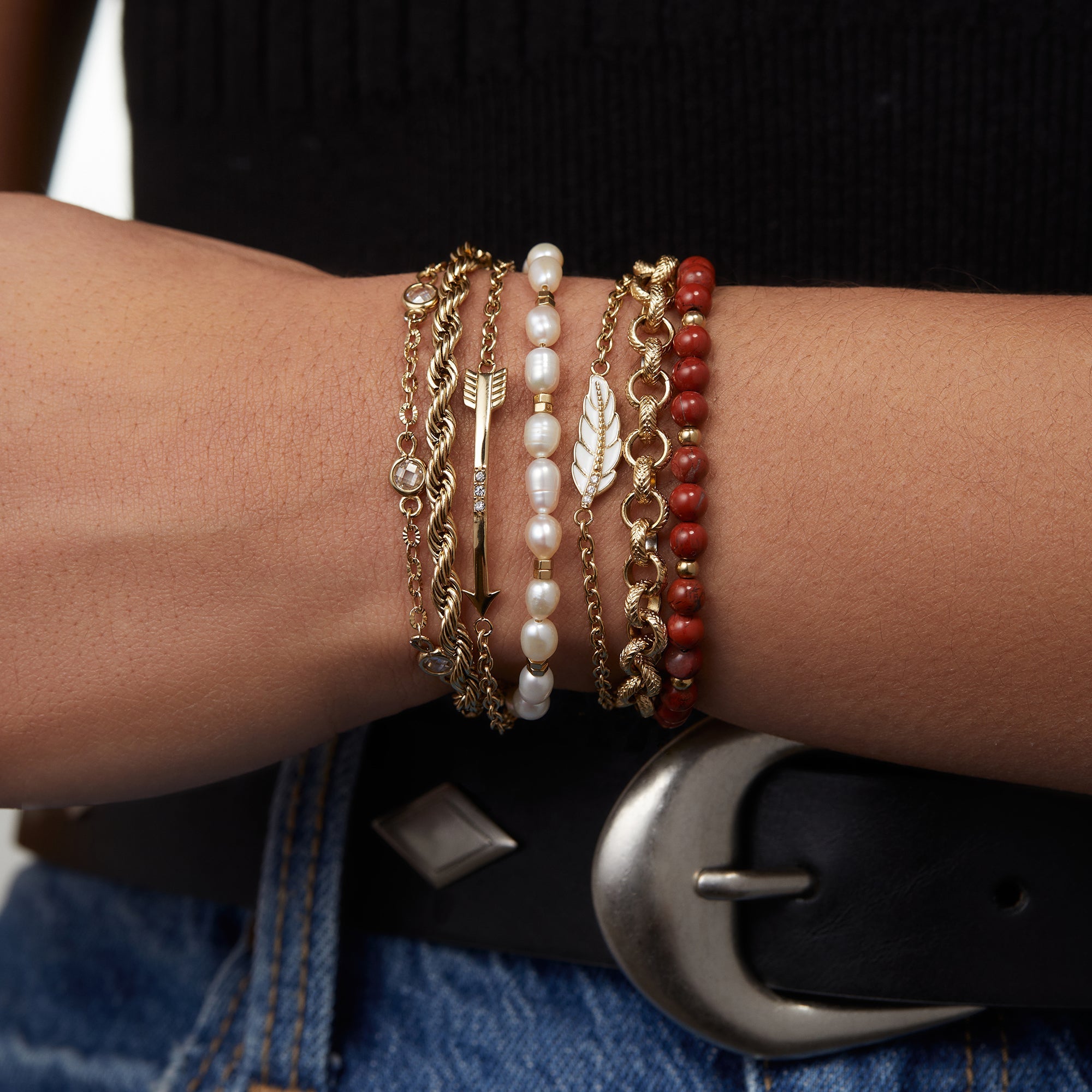 Crystal + Pearl Stranded™ Bracelet Set, Bracelets, $ 78.00, A Moment Of Now™