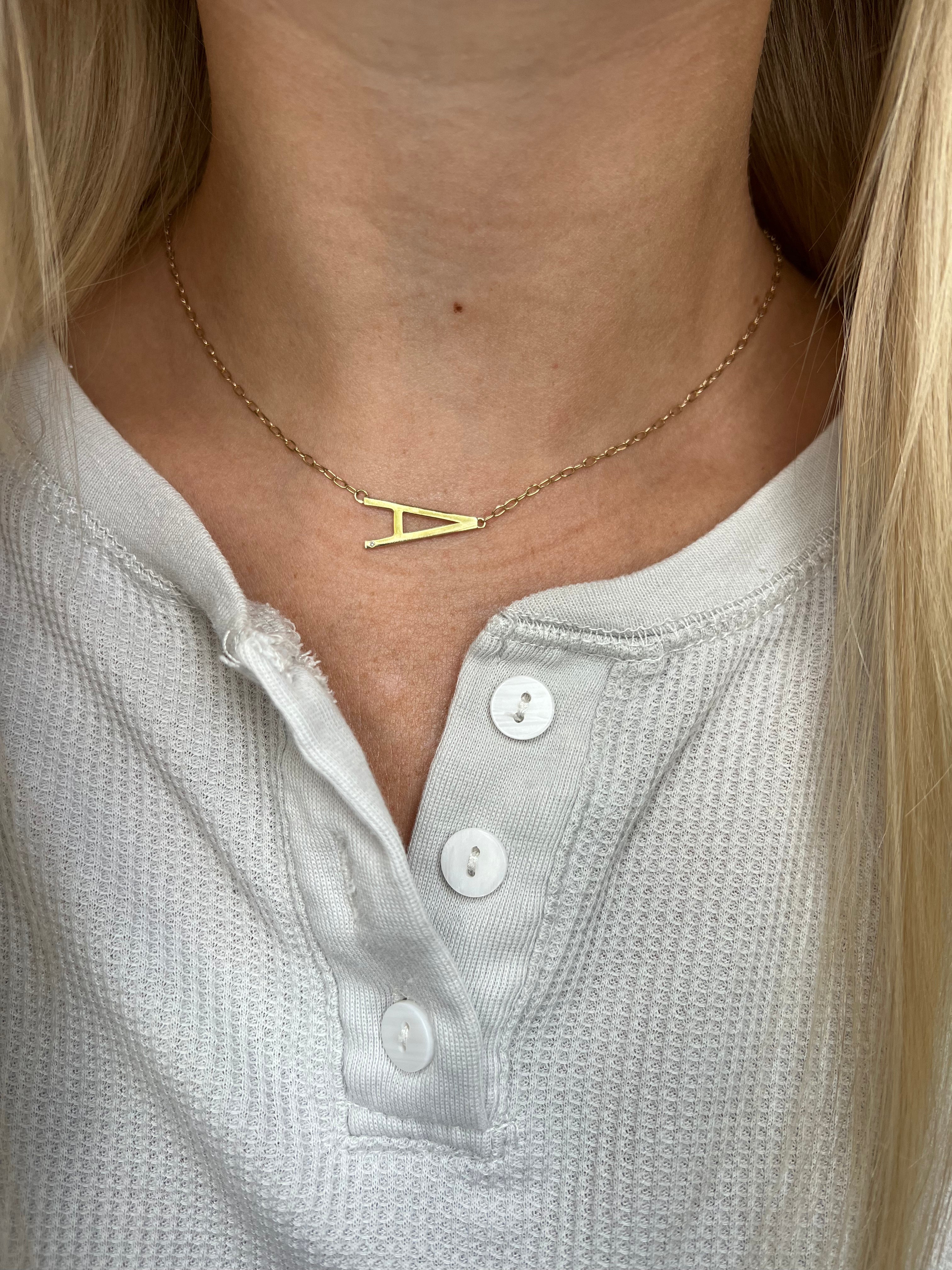 Initial A Precious Elongated Necklace, Necklaces, $ 39.90, A Moment Of Now™