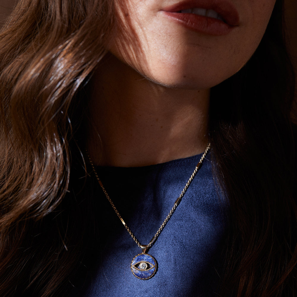 Sodalite Evil Eye Necklace, Necklaces, $ 68.00, A Moment Of Now™