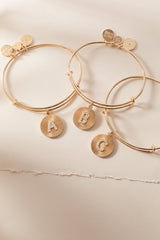 Initial C Pave Starburst Texture Bangle, Bracelets, $ 28.00, A Moment Of Now™