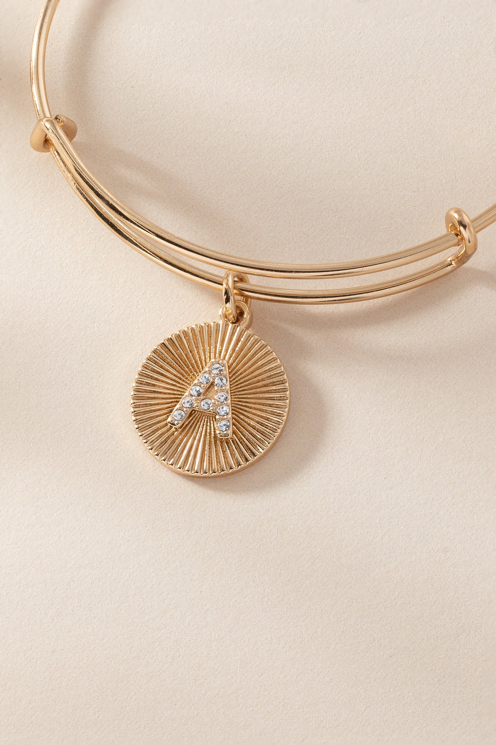 Initial A Pave Starburst Texture Bangle, Bracelets, $ 28.00, A Moment Of Now™