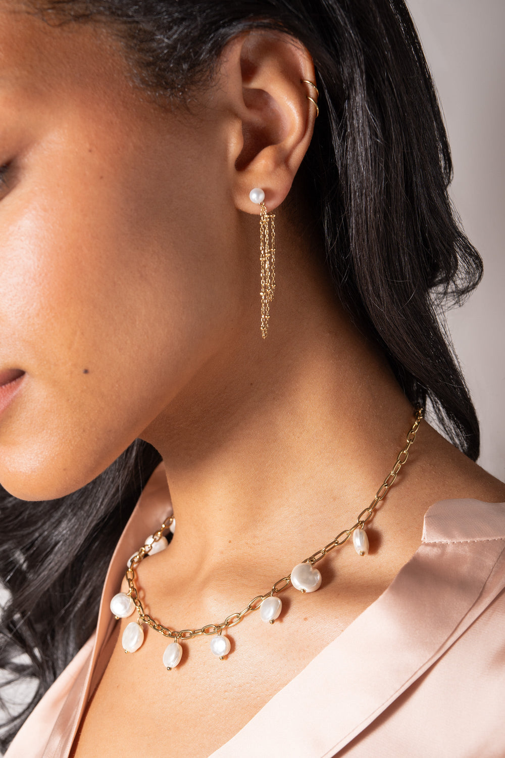 Freshwater Pearl Front-and-Back Earrings, Earrings, $ 23.90, A Moment Of Now™