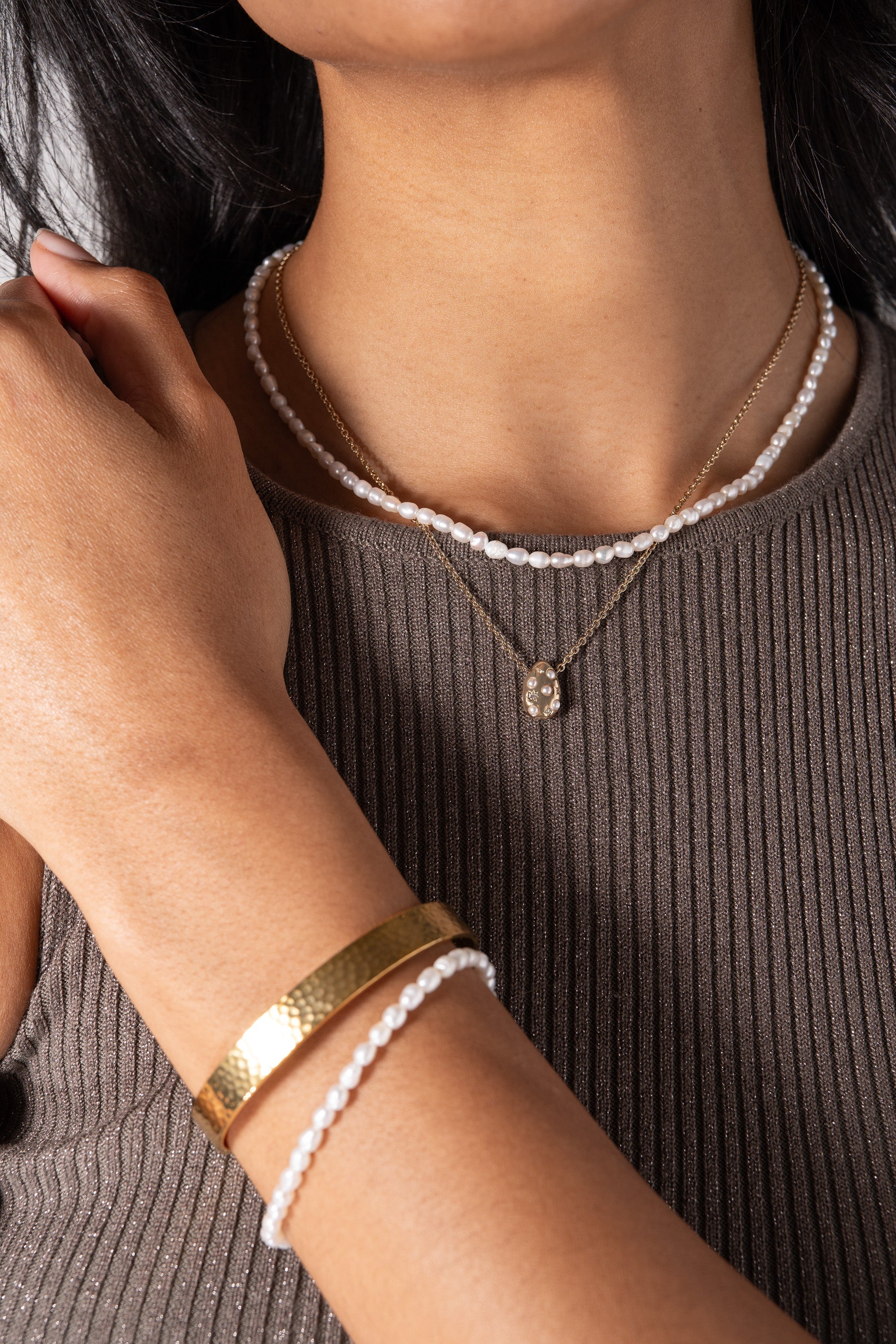 Pearl and Crystal Pendant Necklace, Necklaces, $ 34.90, A Moment Of Now™