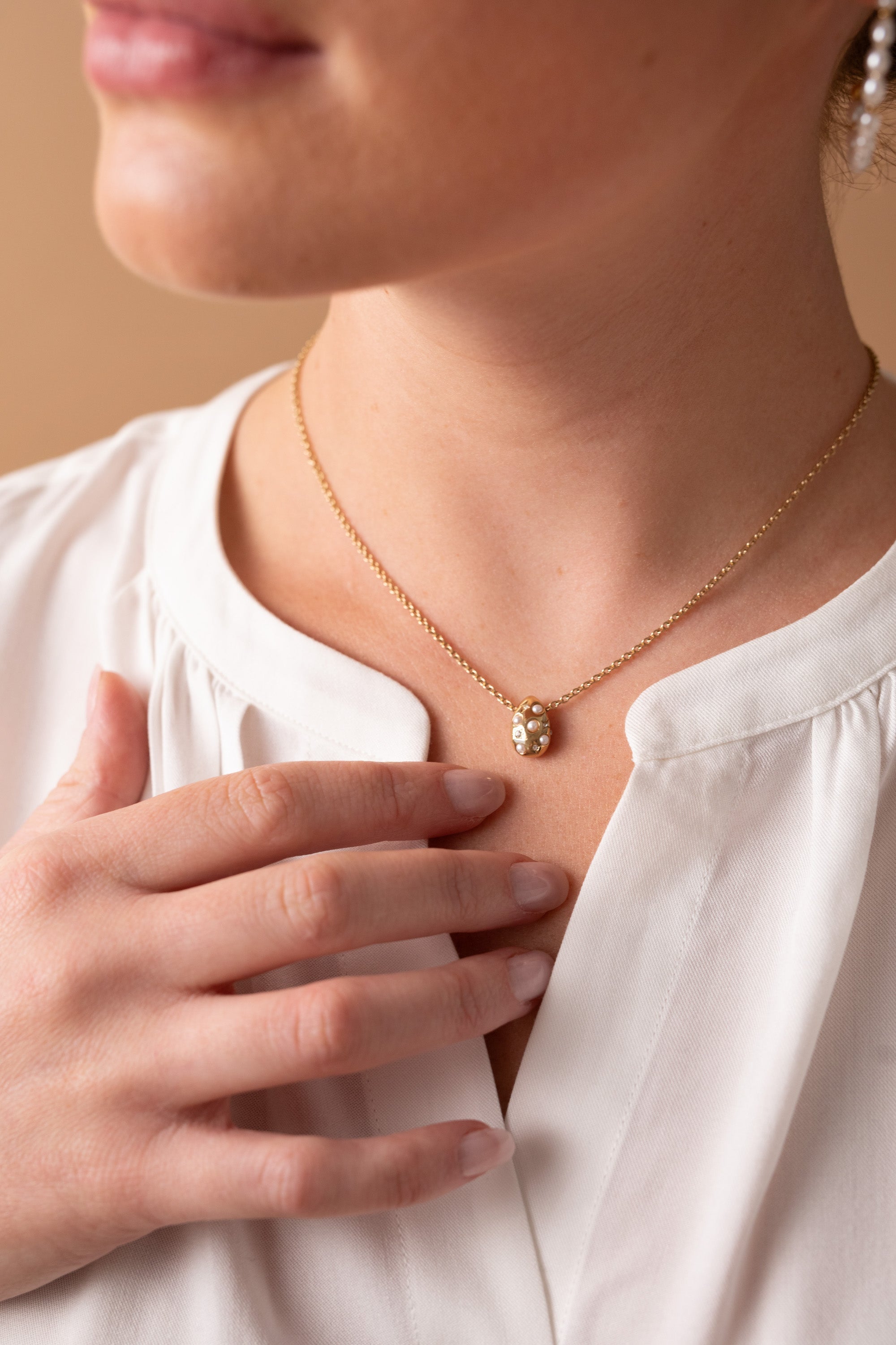 Pearl and Crystal Pendant Necklace, Necklaces, $ 34.90, A Moment Of Now™
