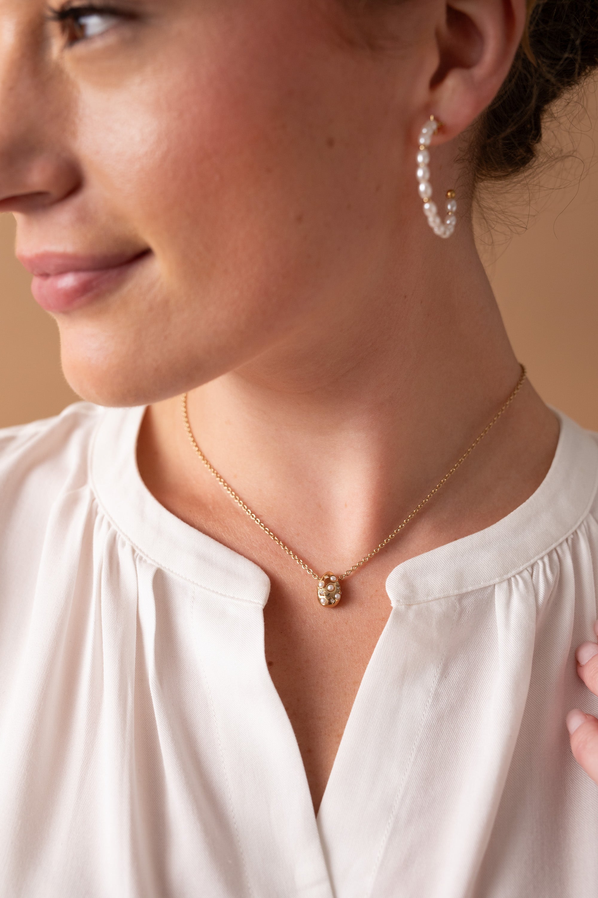 Pearl and Crystal Pendant Necklace, Necklaces, $ 34.90, A Moment Of Now™