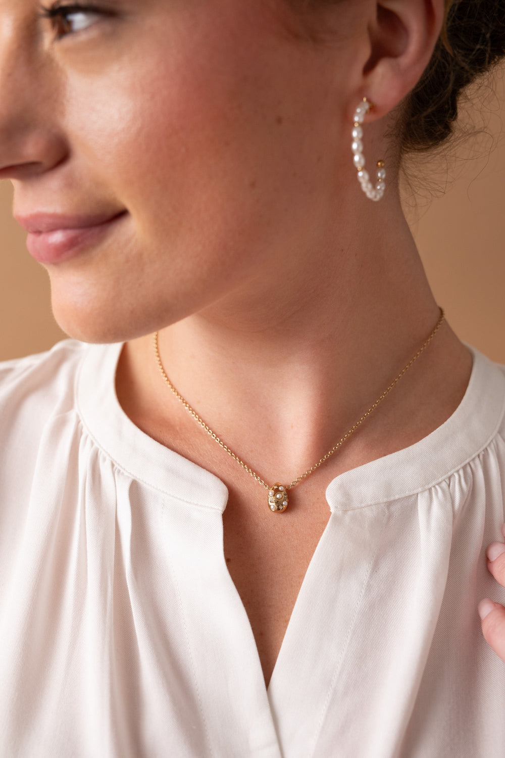 Pearl and Crystal Pendant Necklace, Necklaces, $ 34.90, A Moment Of Now™